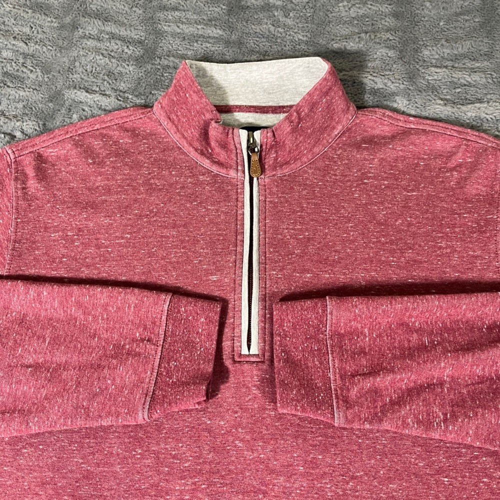 Johnnie-O Sully 1/4 Zip Pullover Mens Medium Heathered Red Cotton Lyocell Blend